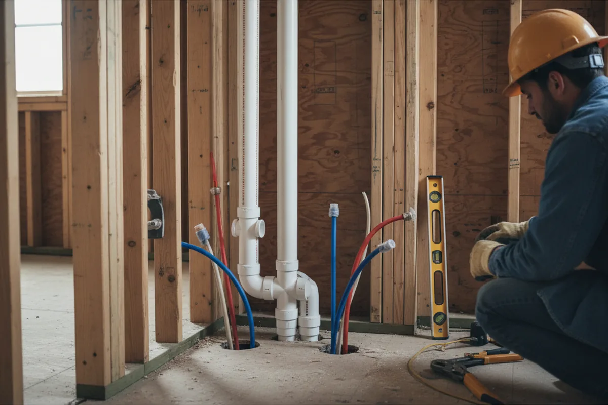 Drain and supply rough-in during Toilet Repair and Installation in Prospect Heights